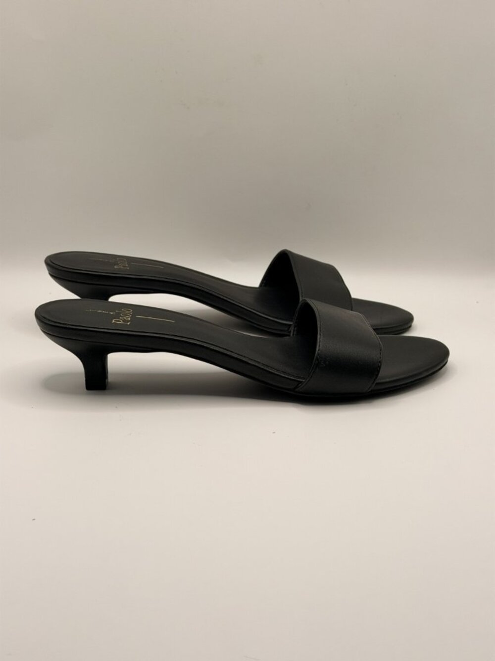 Linea Paolo Women’s Ilia Black Leather Kitten Heel Sandal Sz 8 M - Picture 5 of 10